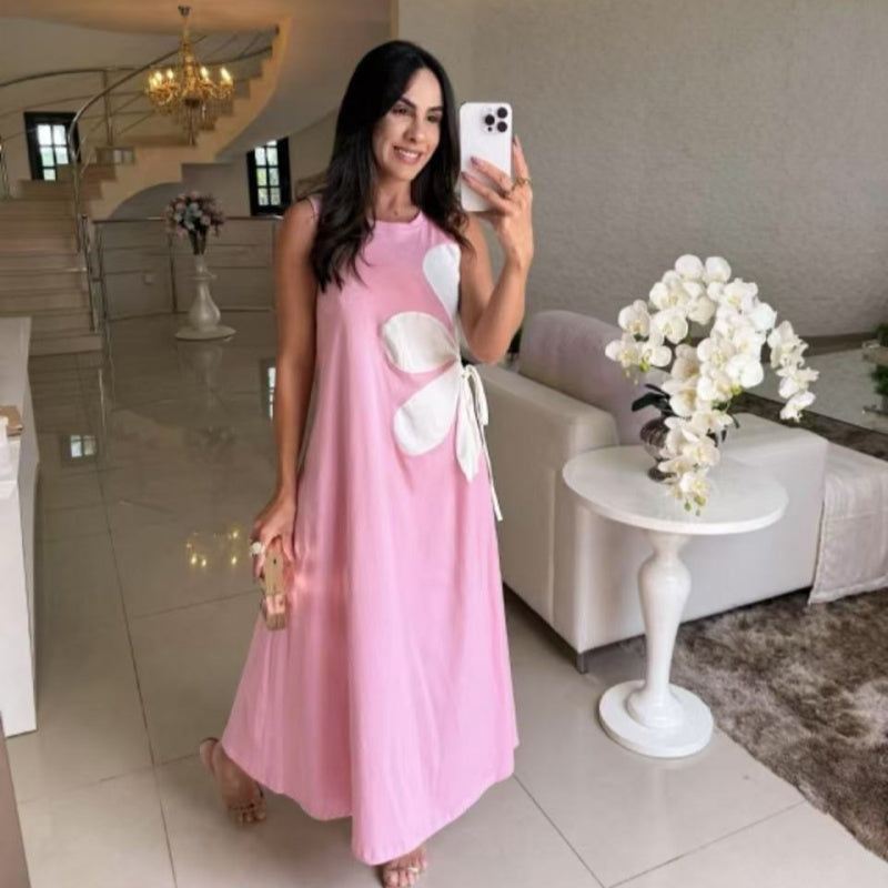 👗 Moteriška suknelė be rankovių su gėlių raštu 🌸-LT