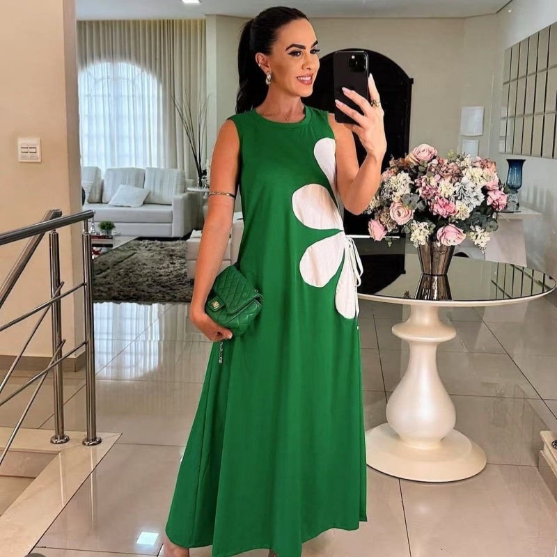 👗 Ženska obleka brez rokavov s cvetličnim potiskom 🌸-SI