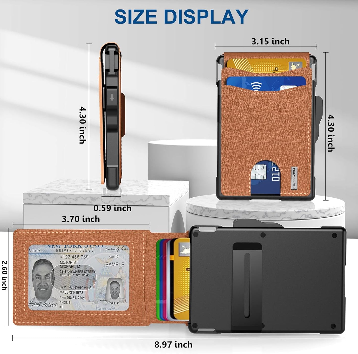 🎁Moška denarnica AirTag – aluminijasto ohišje na preklop, sponka za denar, ozki usnjeni predali, držalo za kreditne kartice, zaščita RFID, minimalistična dvojna denarnica-SI