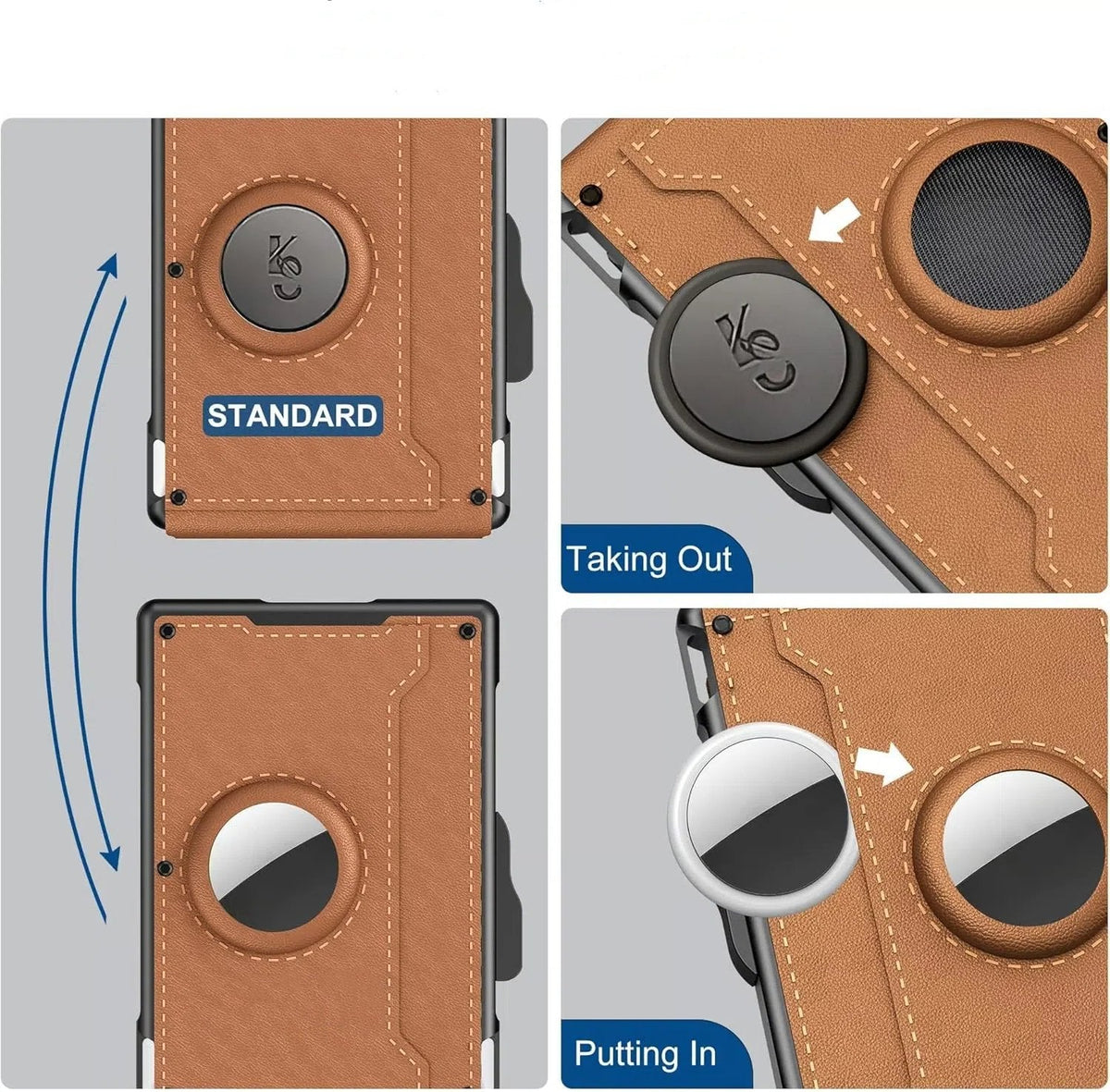 🎁Moška denarnica AirTag – aluminijasto ohišje na preklop, sponka za denar, ozki usnjeni predali, držalo za kreditne kartice, zaščita RFID, minimalistična dvojna denarnica-SI