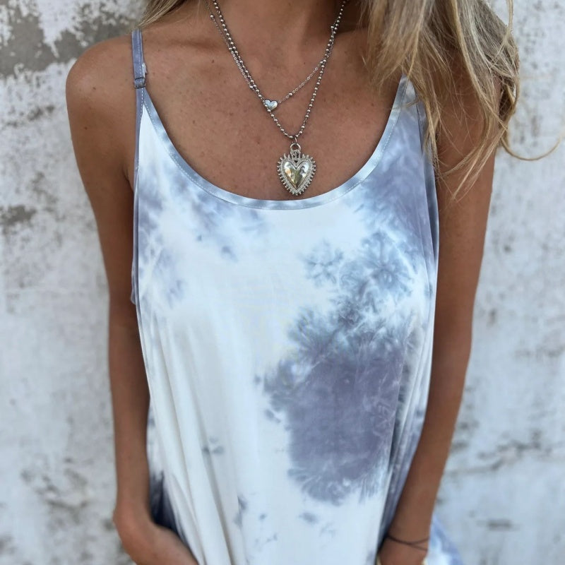 Γυναικείο Τόρεμα Tie Dye με Ντεγραντέ Στάμπα και Τιράντες-GR 