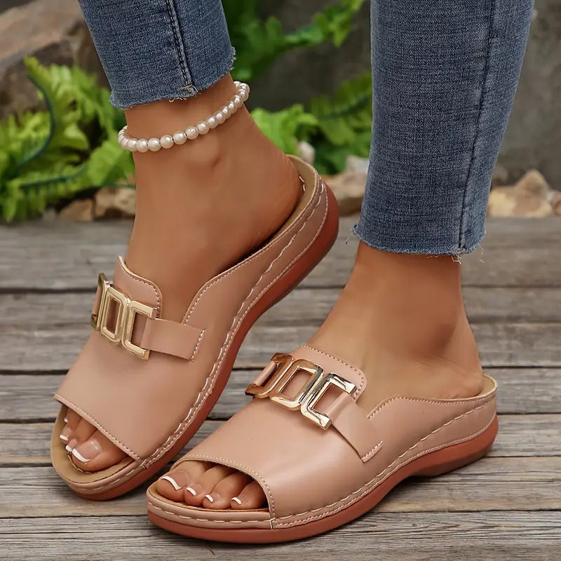 【EU 36-45】👡Απλά σανδάλια με μεταλλική αγκράφα-GR