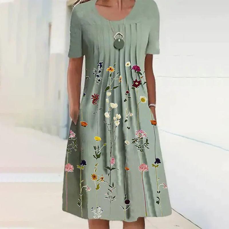 【S-3XL】👗Φόρεμα με φλοράλ ντεκολτέ-GR