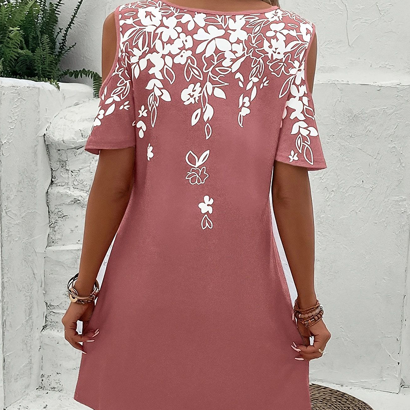 🌼【S-2XL】Φόρεμα μίντι με φλοράλ στάμπα και μανίκια με κοψίματα-GR