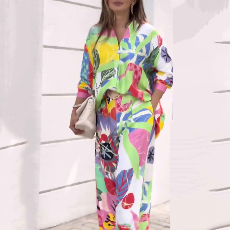 💖Dvodelni ženski komplet z ležernim, živahnim potiskom-SI