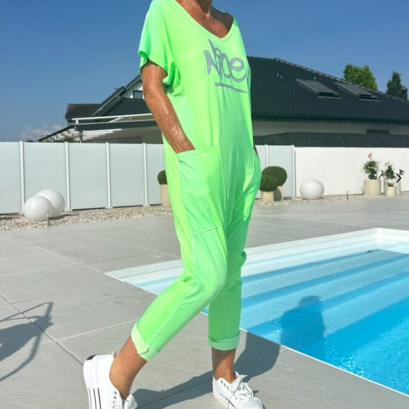 💖【S~5XL】Ženski potiskani kombinezon za večje velikosti z žepi-SI