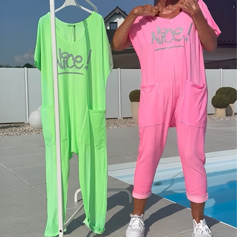 💖【S~5XL】Ženski potiskani kombinezon za večje velikosti z žepi-SI