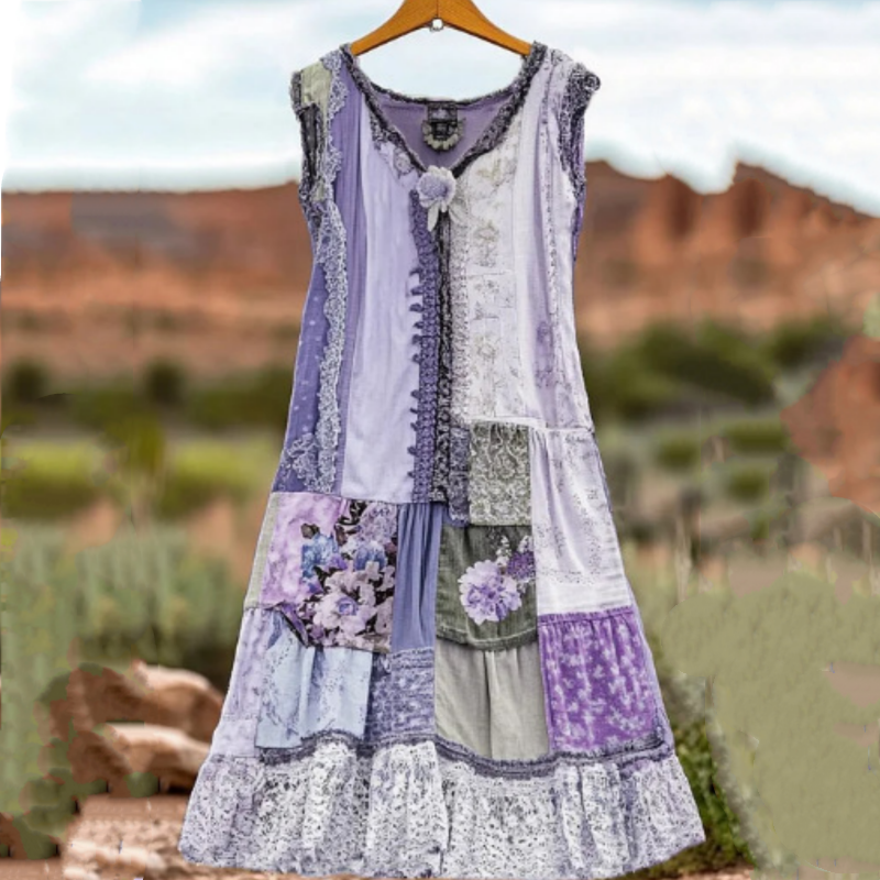 🔥 Rochie fără mâneci imprimată floral de epocă pentru femei 🍃👗-SI