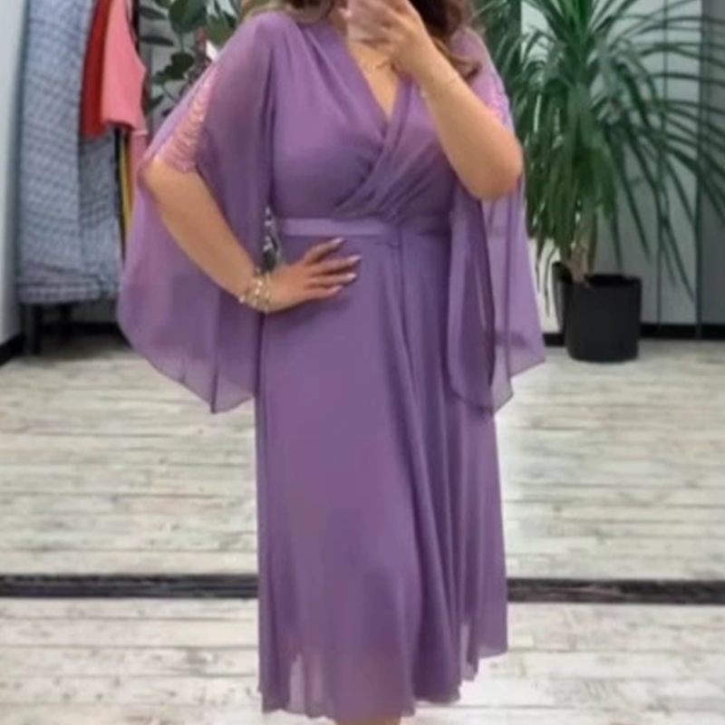 👗 Κομψό γυναικείο φόρεμα V formos iškirpte-LT