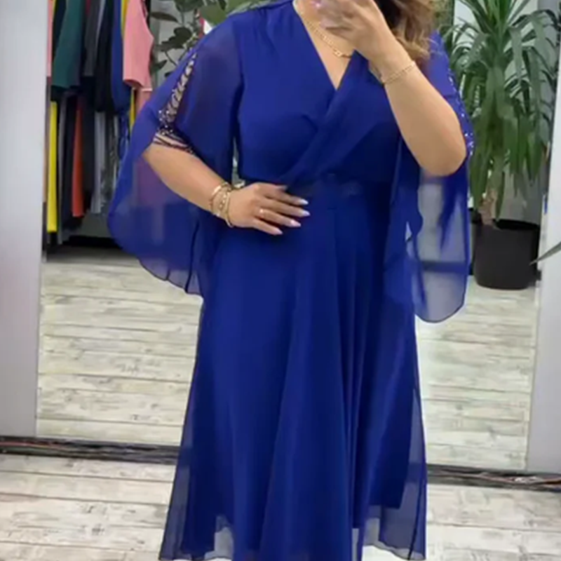 👗 Κομψό γυναικείο φόρεμα V formos iškirpte-LT