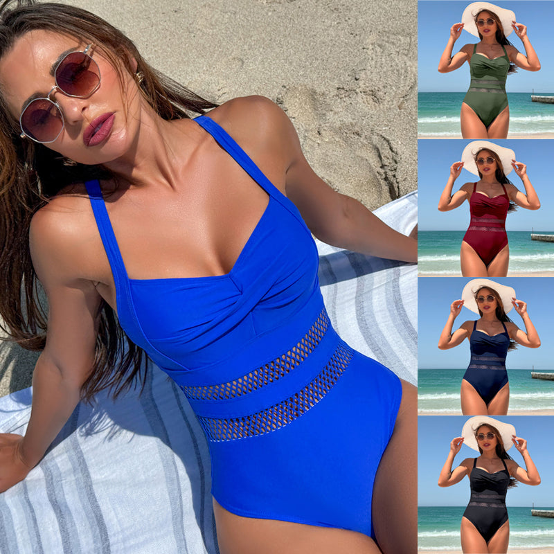 🔥🥰Γυναικείες vientisas maudymosi kostiumėlis su tinklelio detalēmis🌟👙-LT