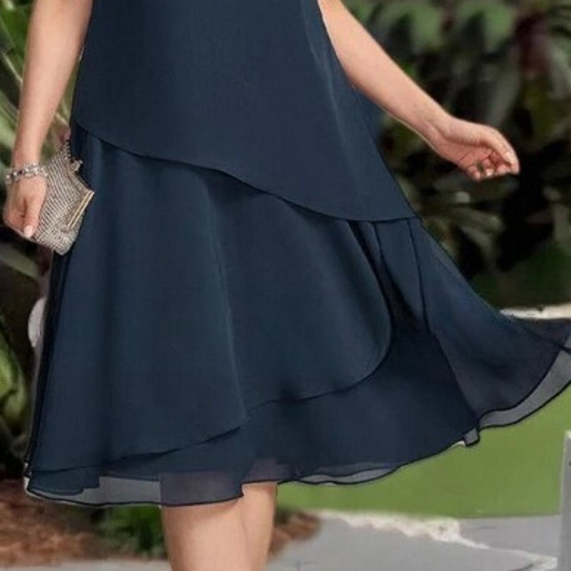 💖 [S-3XL] 👗✨️ Γυναικείο Τόρεμα Midi σε Α λινή με στρώσεις και διχτυωτό τέκλος-GR
