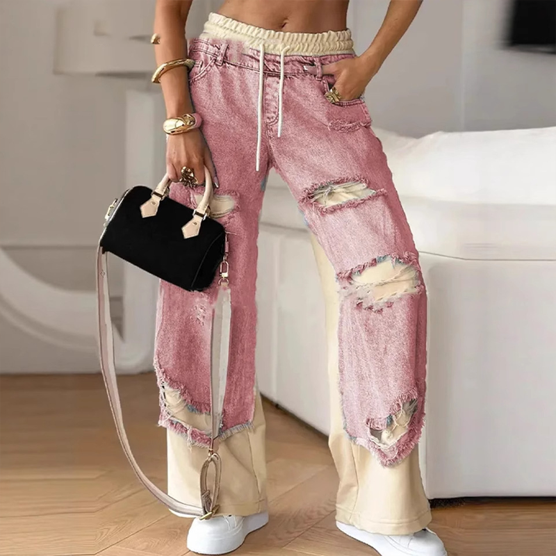 👖Široke jeans hlače z elastičnim pasom-SI