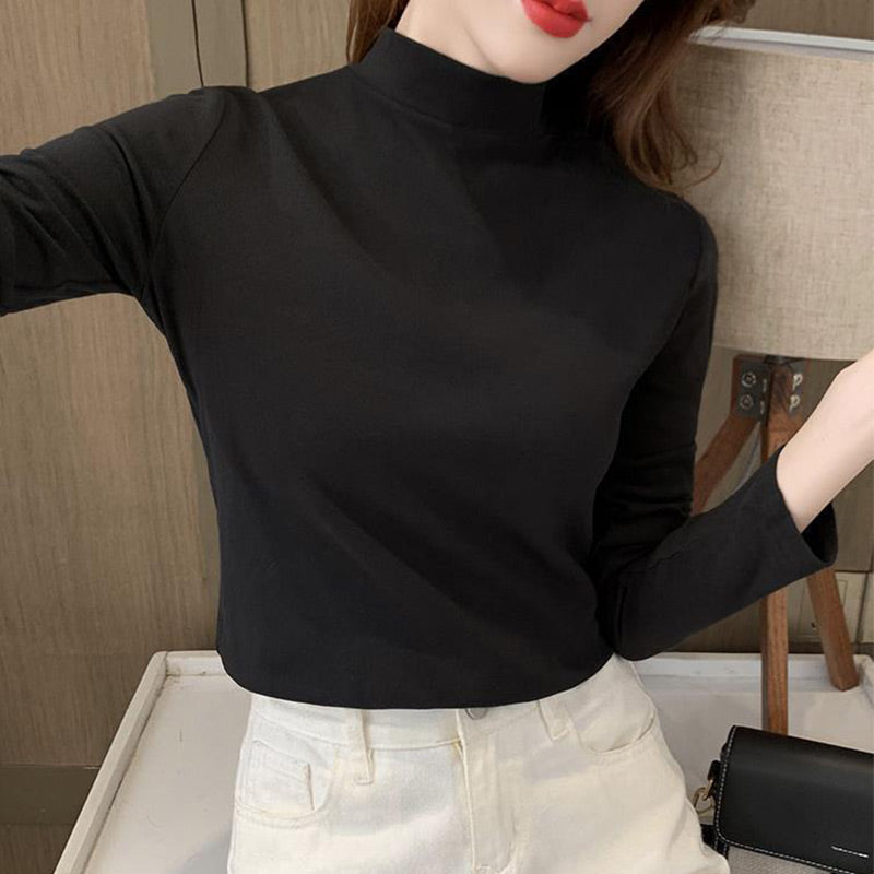 💖Udobna enobarvna ženska bluza z dolgimi rokavi in puloverjem-SI