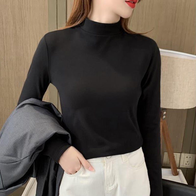 💖Udobna enobarvna ženska bluza z dolgimi rokavi in puloverjem-SI