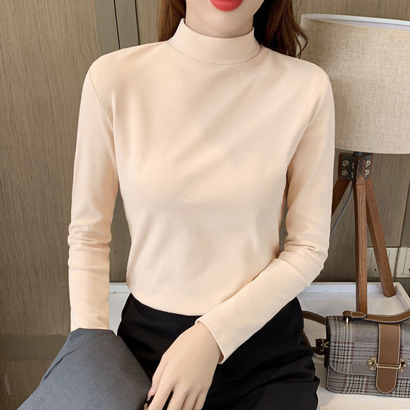 💖Udobna enobarvna ženska bluza z dolgimi rokavi in puloverjem-SI