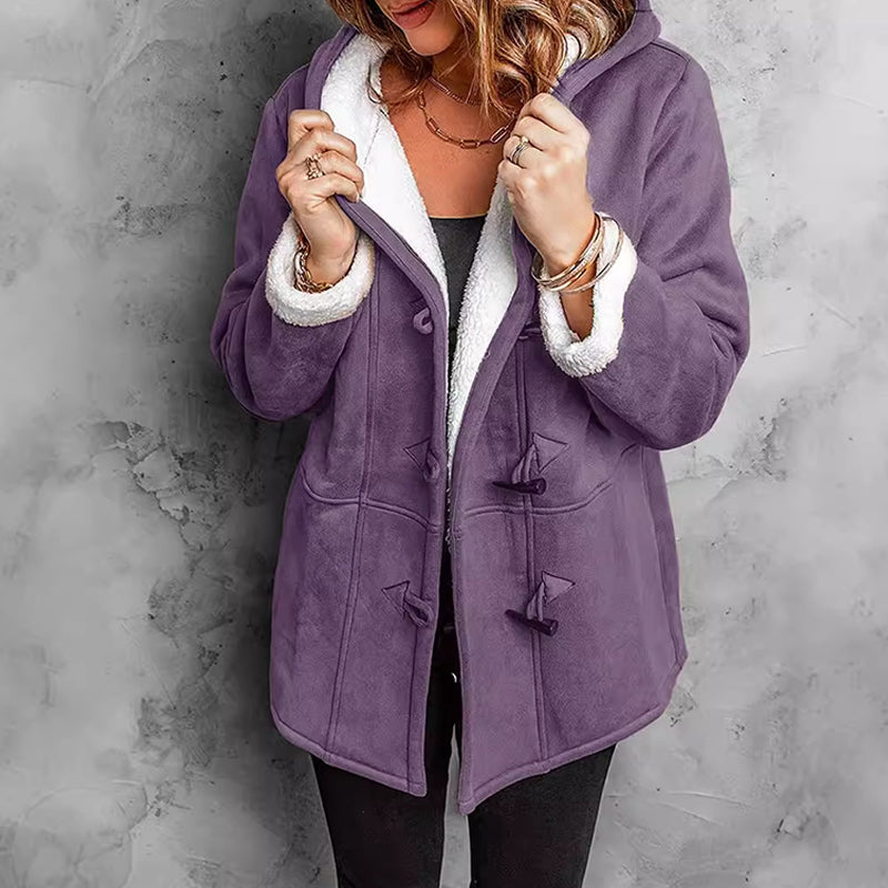❄️ Ženska semiš jakna s kapuco in plišasto podlogo 🧥💕-SI