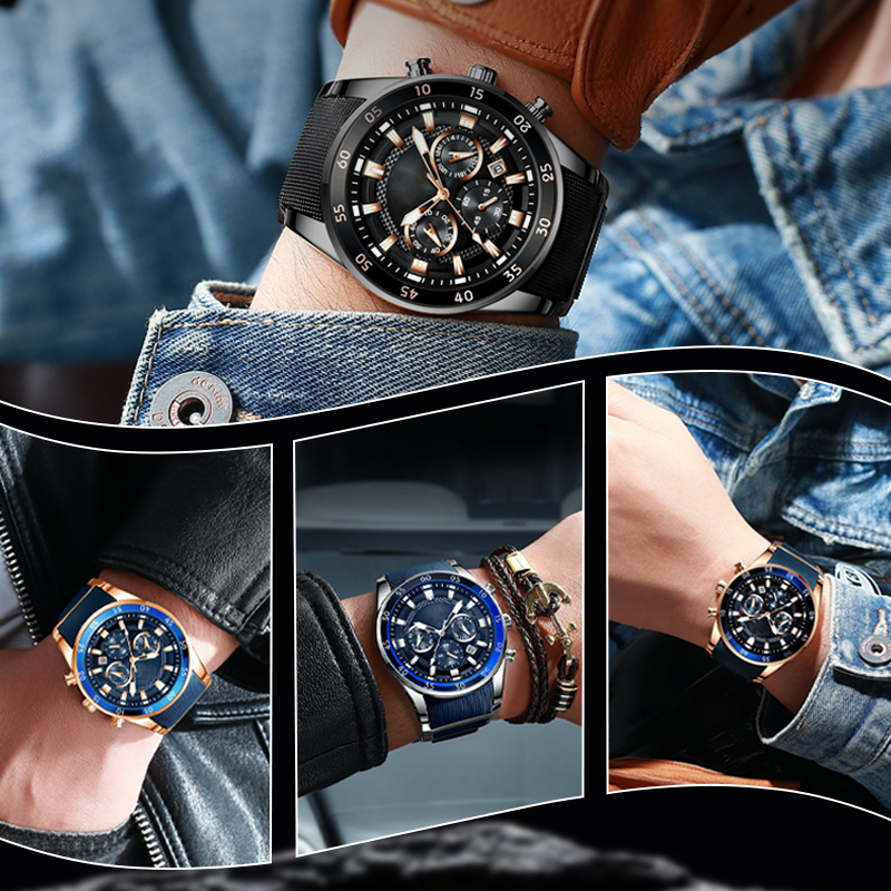 🎁 Moška vodoodporna večnamenska kremenčeva ura⌚-SI