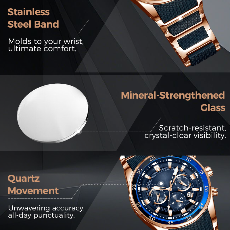 🎁 Moška vodoodporna večnamenska kremenčeva ura⌚-SI