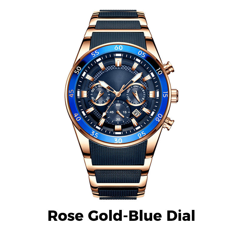 🎁 Moška vodoodporna večnamenska kremenčeva ura⌚-SI