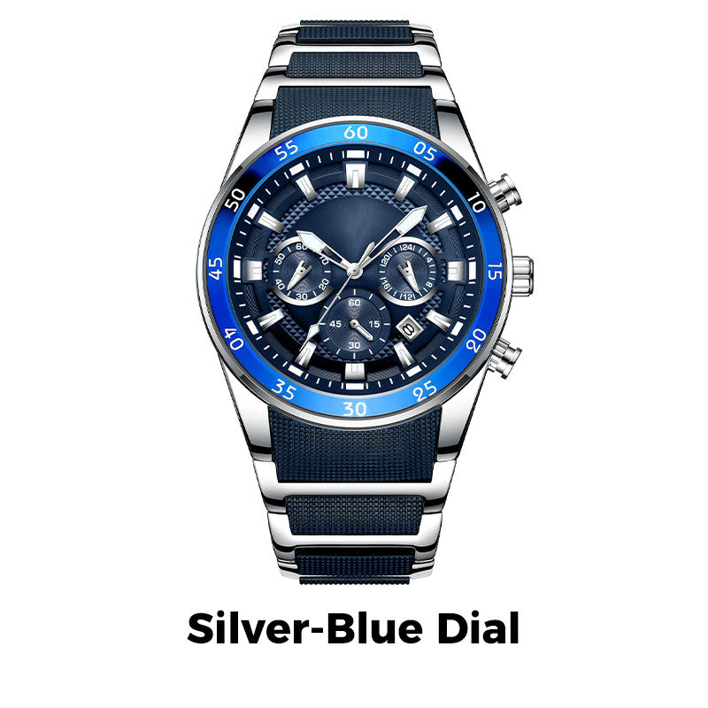 🎁 Moška vodoodporna večnamenska kremenčeva ura⌚-SI