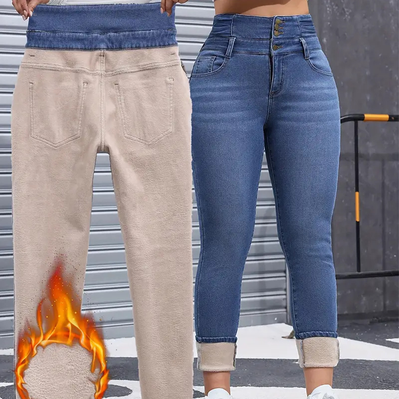 👖Ζεστό και άνετο γυναικείο τζιν με επένδυση από φλις-SI