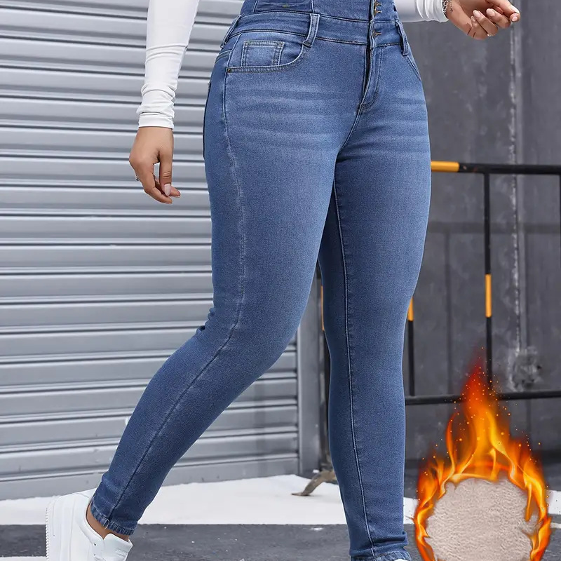 👖Ζεστό και άνετο γυναικείο τζιν με επένδυση από φλις-SI