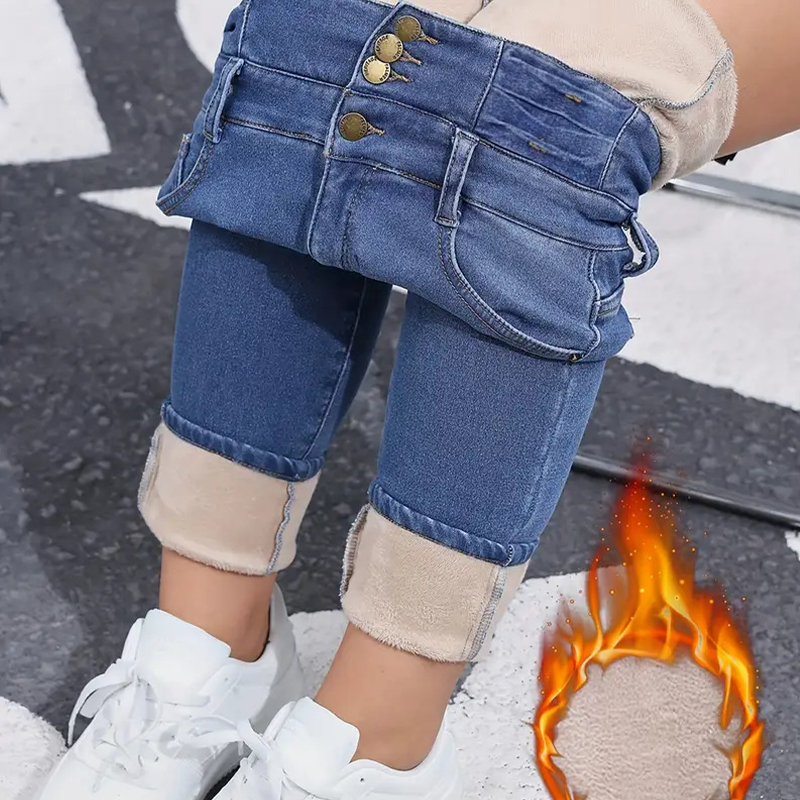 👖Ζεστό και άνετο γυναικείο τζιν με επένδυση από φλις-SI