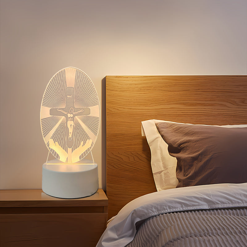🌙 Mir in vera v eni luči – 3D nočna svetilka z Jezusom-SI