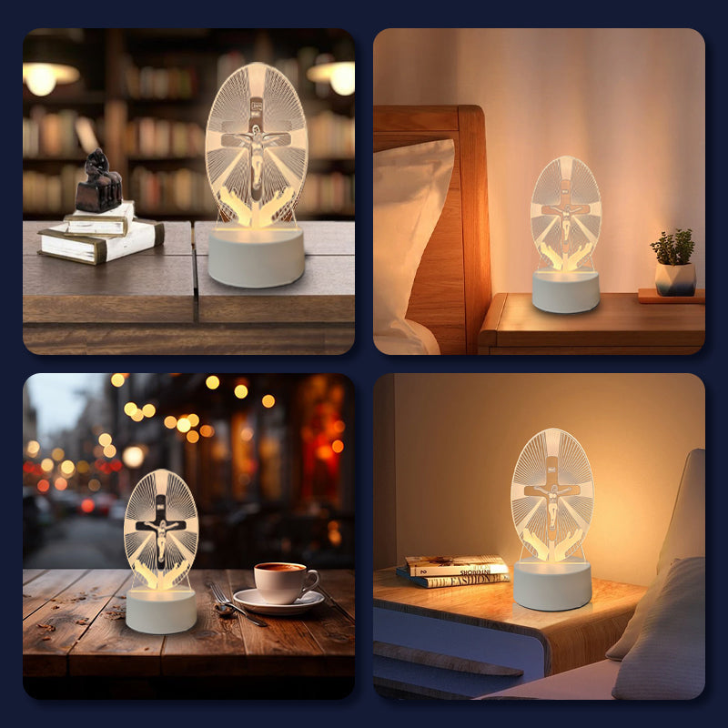 🌙 Mir in vera v eni luči – 3D nočna svetilka z Jezusom-SI