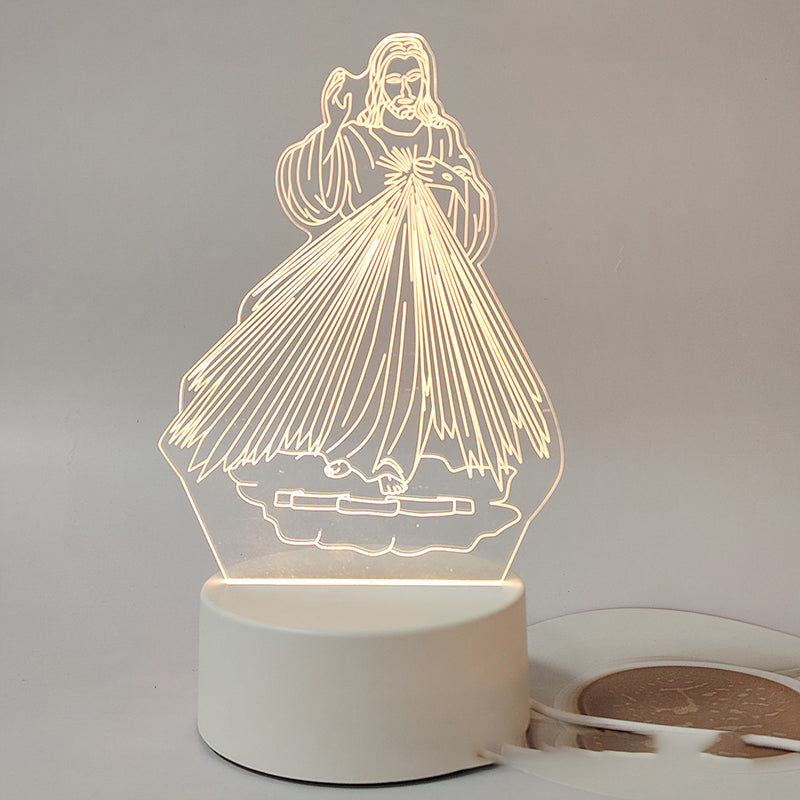 🌙 Mir in vera v eni luči – 3D nočna svetilka z Jezusom-SI