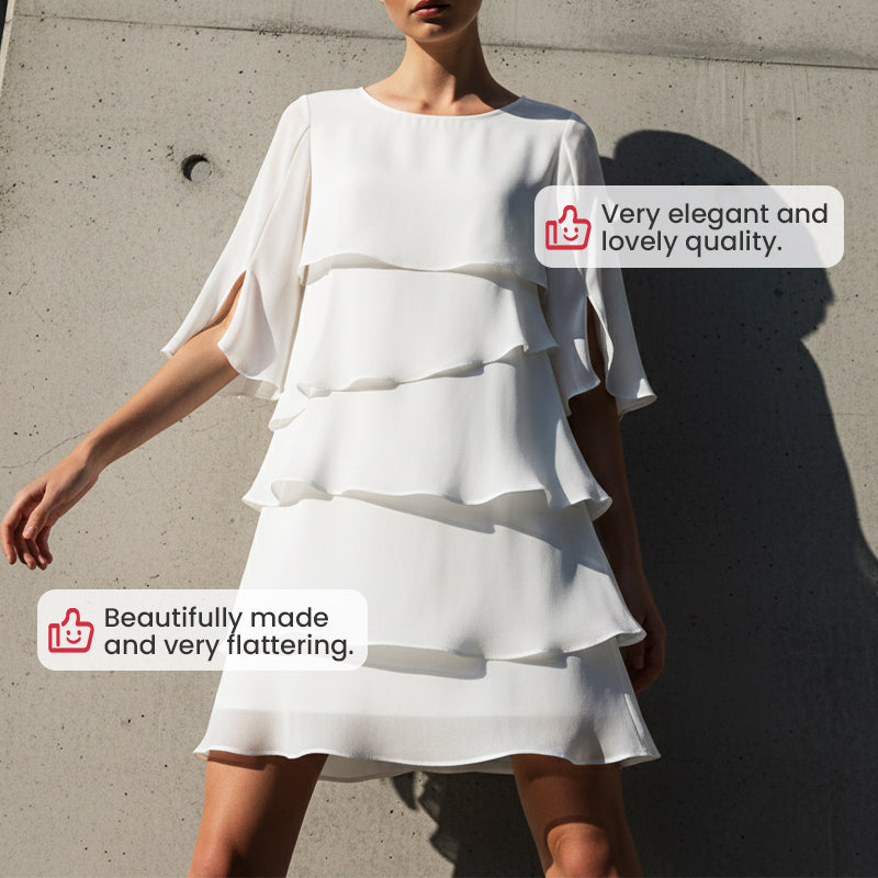 💥Elegantna večplastna obleka z nabranimi rokavi za ženske-SI