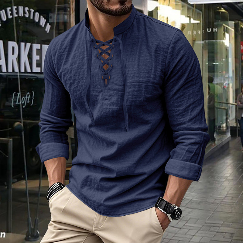 💎 Ανδρικό μονόχρωμο casual πουκάμισο — Αναπνεύσιμο βαμβακερό ύφασμα ✨-GR