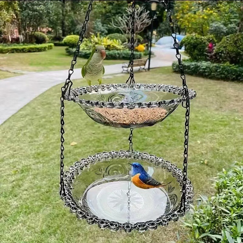 🐦Vintažinė pakabinama paukščių lesyklėlė ir vonia-LT
