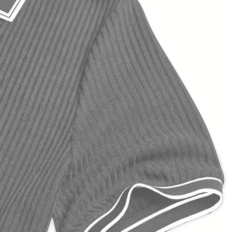 👕 Somrig Ohlapna srajca s kratkimi rokavi in prešito podlogo – zračen bombaž, moderna linija, idealna za sproščujoče dni 🏖️-SI