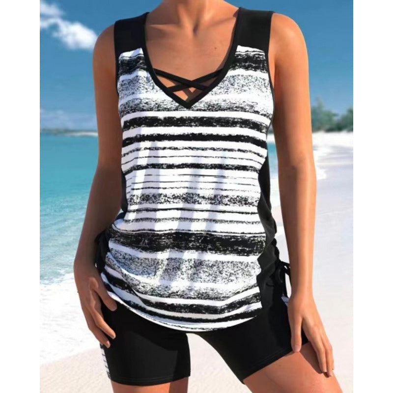 👙S-3XL🏖️Γυναικείο μαγιό tankini δύο τεμαχίων με σχέδιο-GR