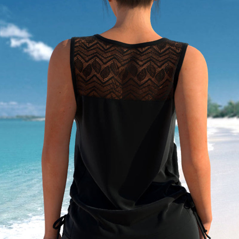 👙S-3XL🏖️Moteriškas raštuotas dviejų dalių tankini maudymosi kostiumėlis-LT