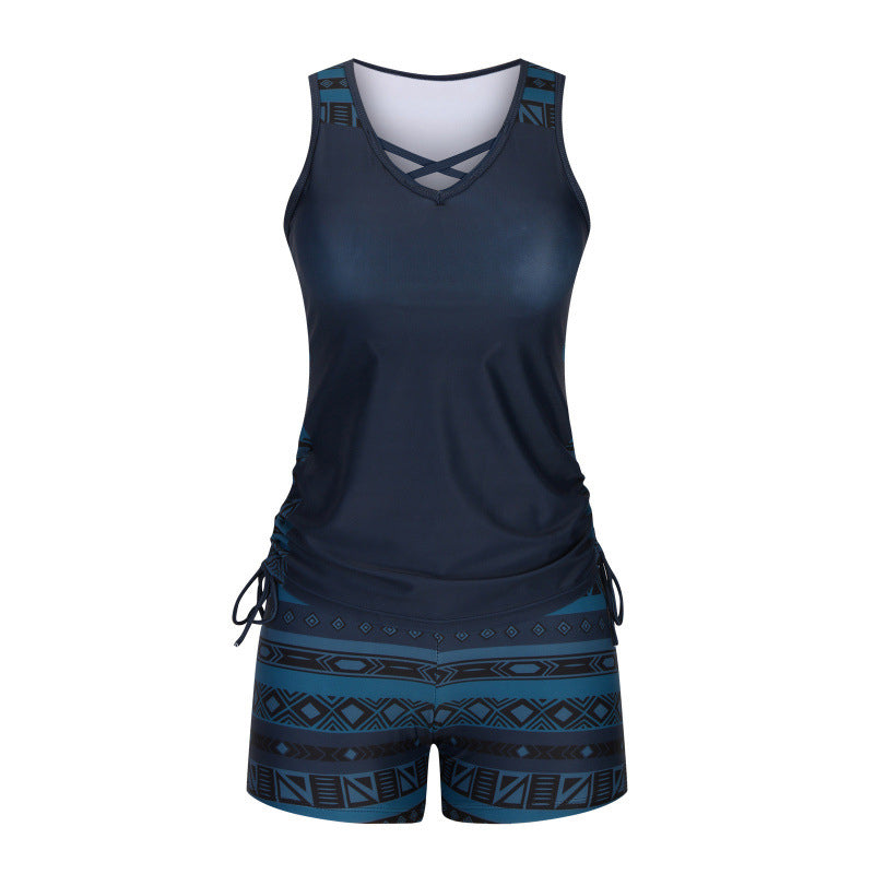 Traje de baño tankini de dos piezas estampado para mujer, tallas S-3XL-ES