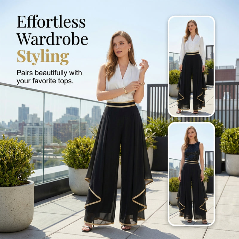 👖 ΠΡΟΣΦΟΡΑ 50%! ✨ Γυναικείο παντελόνι με φαρδιά μπατζάκια – αναπνεύσιμο, με χρυσή μπορντούρα, κομψό, ευέλικτο 🍂-GR