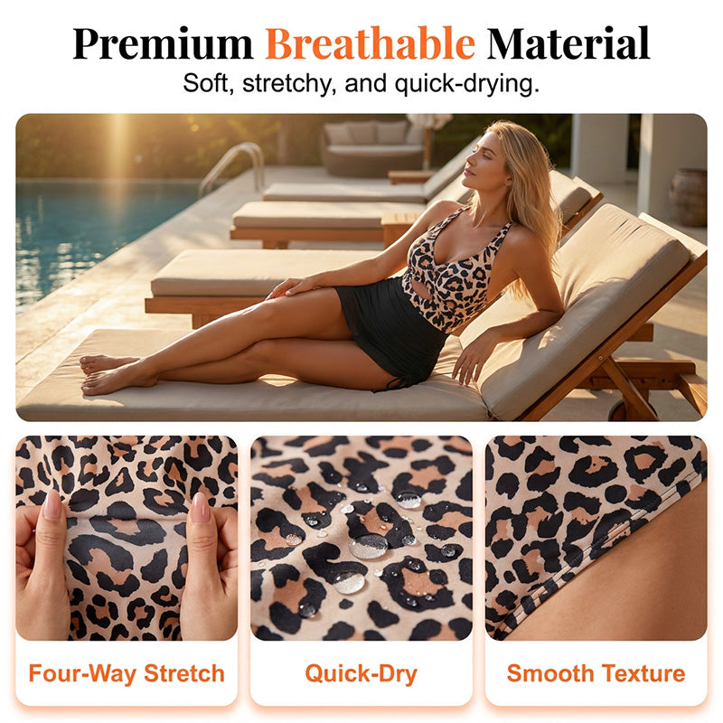 👙Moteriškas vientisas maudymosi kostiumėlis su spalvingomis juostelėmis ir kryžminėmis petnešėlėmis-LT