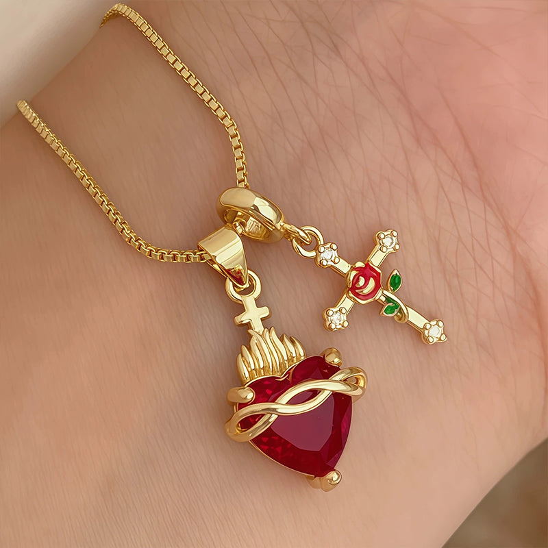 🖤🎁 Obesek s svetim srcem in vrtnico v gotskem slogu 💖-SI