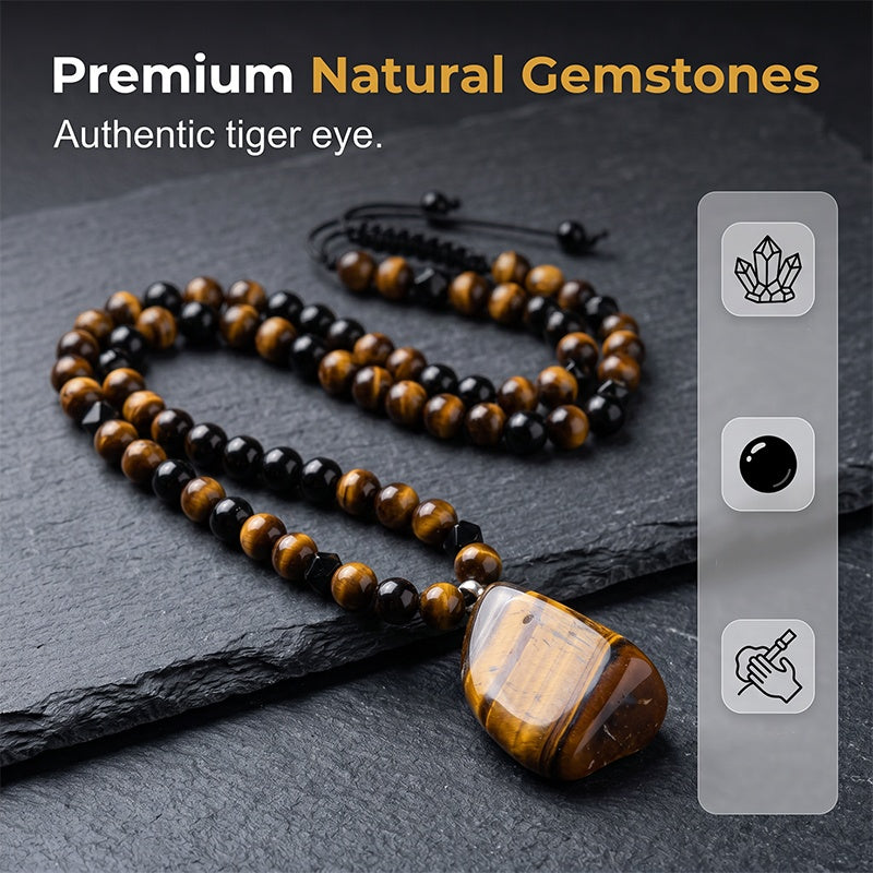 🔥50 % POPUST ZDAJ🦁 Ogrlica iz naravnih tigrovih perlic za moške – eleganten nakit z energijskim kamnom za vsakodnevno uporabo in kot darilo 🎁-SI