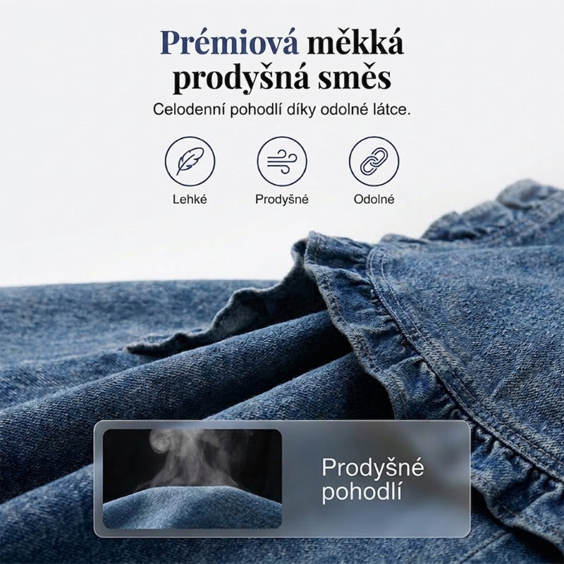 🔥49 % POPUSTA｜Ženska jeans jakna brez zapenjanja｜Naborki, lahka tkanina, enostavno oblačenje-SI